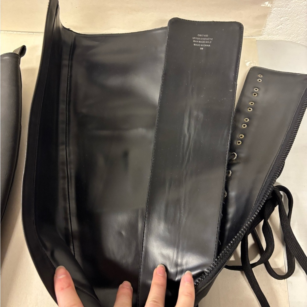 Dolls Kill Black Combat Lace-Up Knee-High Boots - Picture 7 of 8